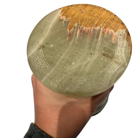 Vintage Carved Marbled Onyx Stone 11” Tall Vases - Egyptian - HEAVY - Picture 10 of 10